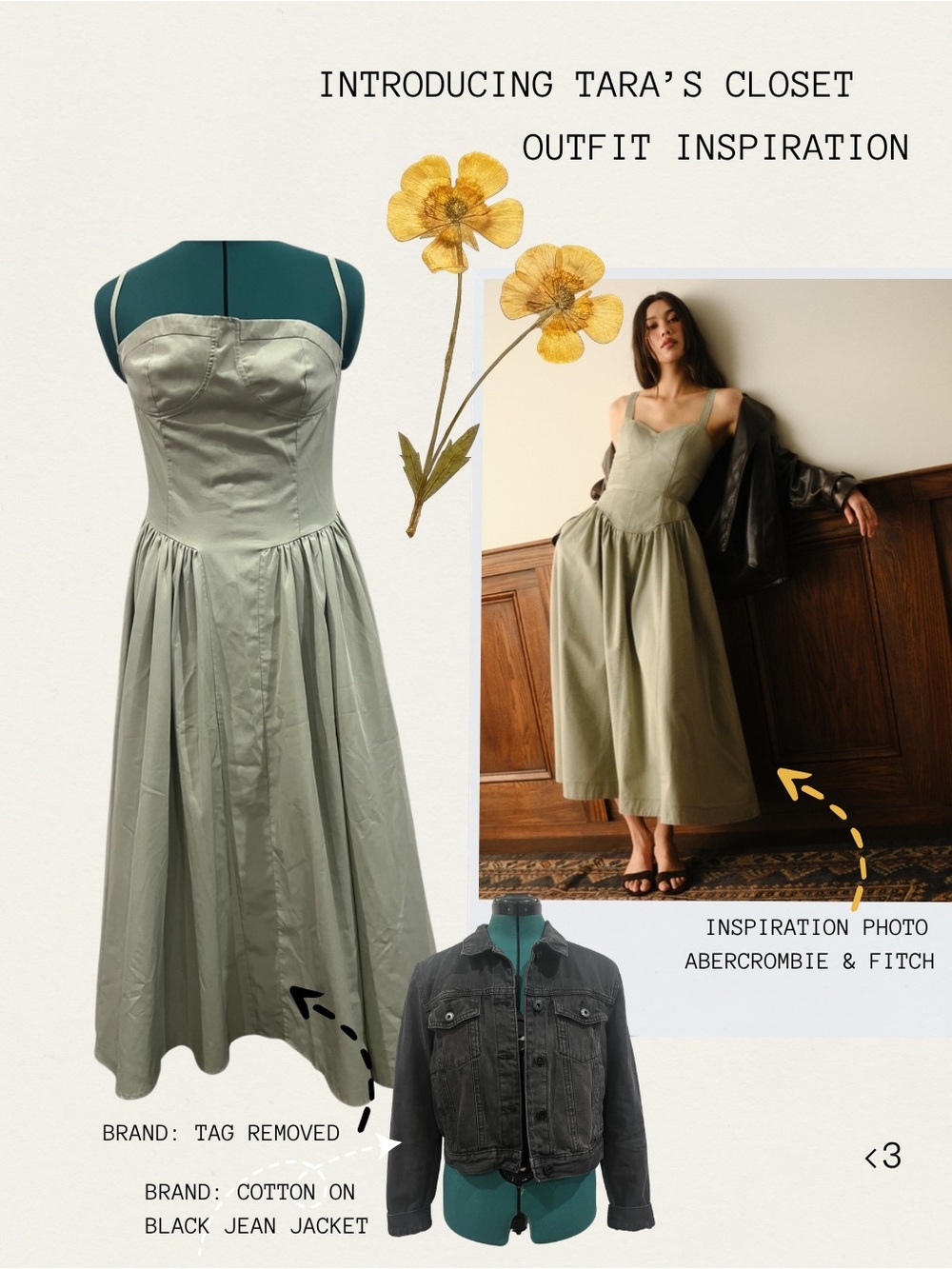 Sage Green Slip Dress with Fitted Bodice- has pockets!